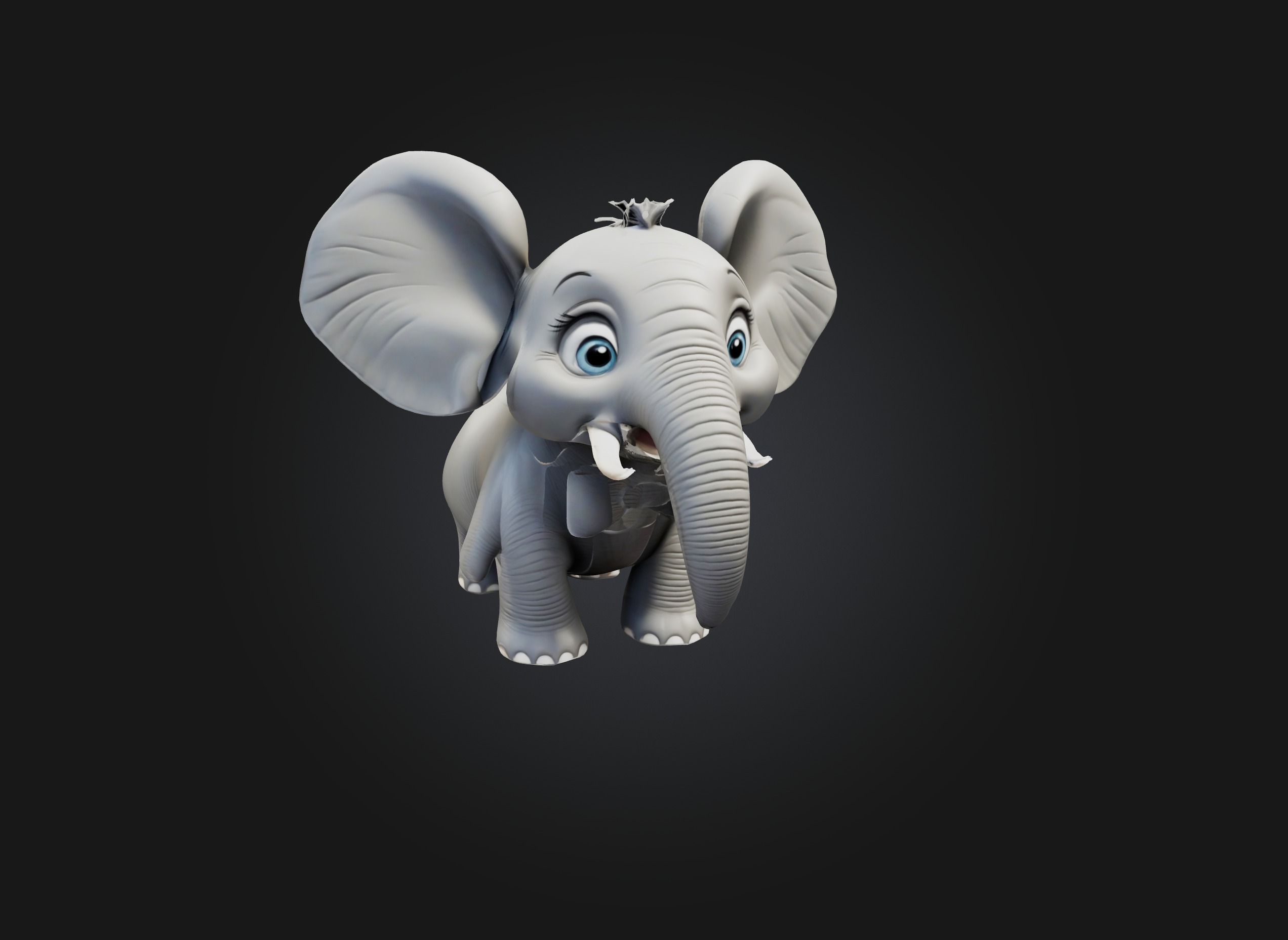 cartoon elephant Low-poly 3D model_1