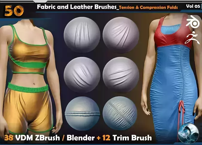 50 Fabric and Leather VDM Brushes Vol 05 3D model