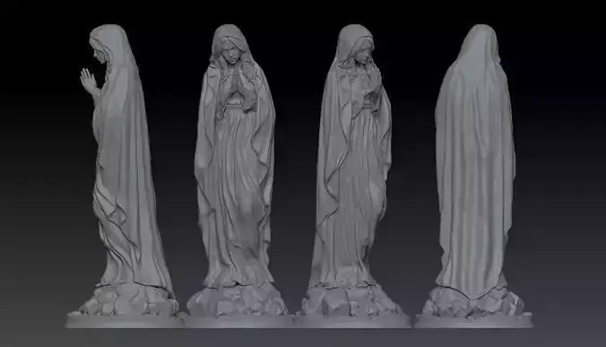 3D Printed Model of Statue of Virgin Mary praying 3D print model