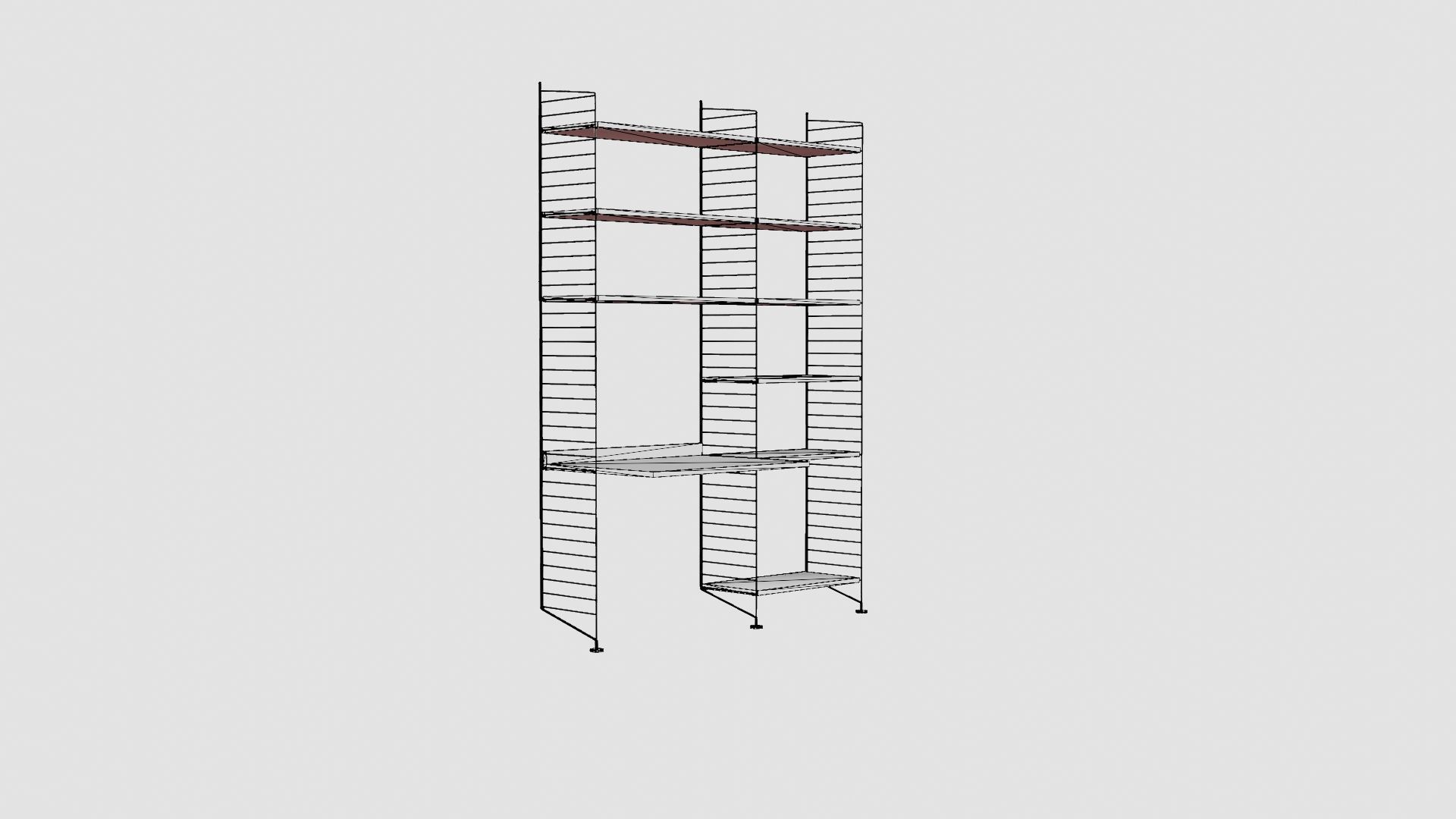 Workspace Shelf Low-poly 3D model_7