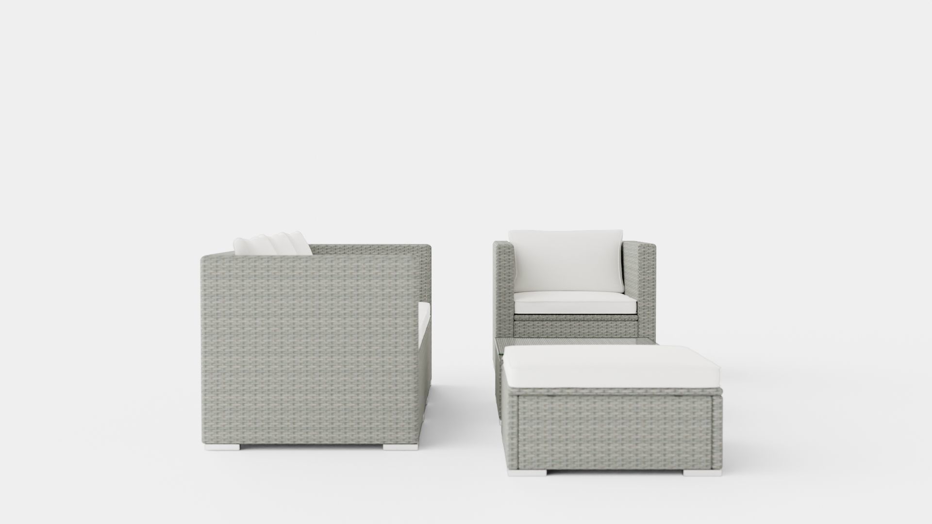 Sofa Set Low-poly 3D model_2