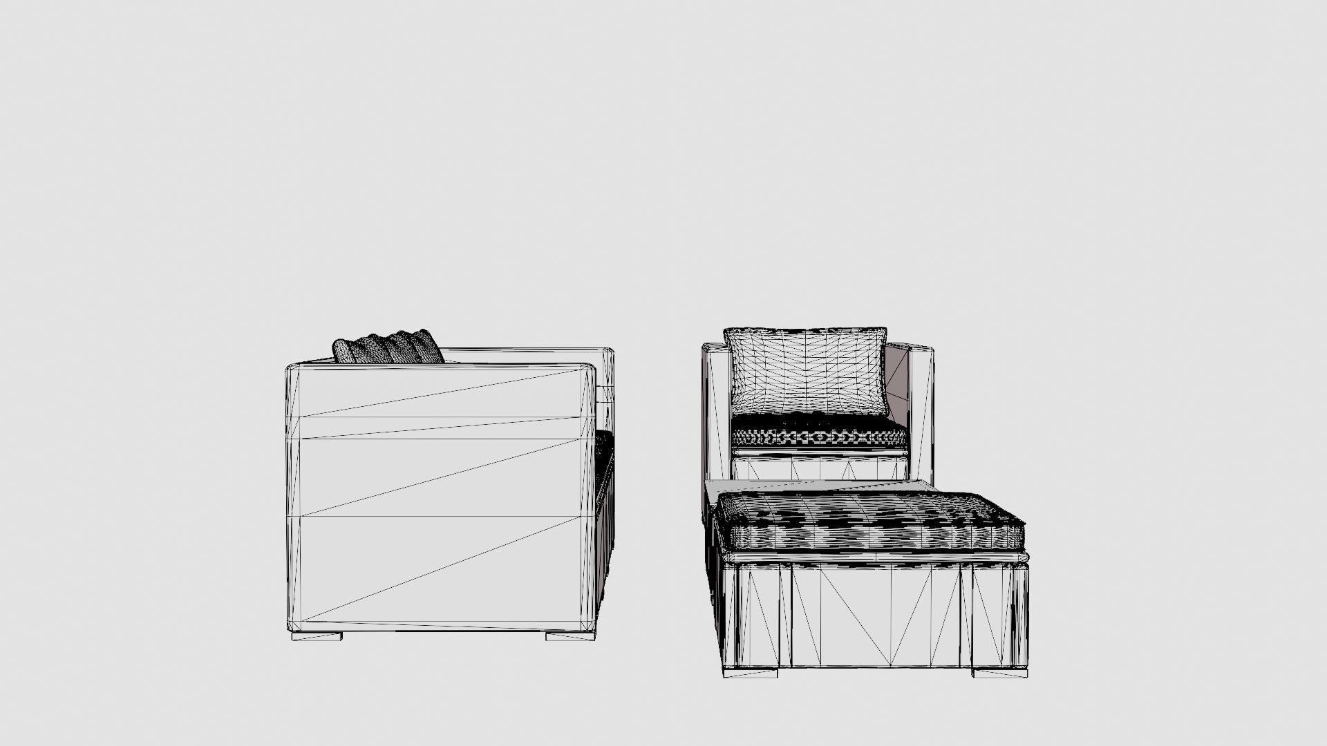 Sofa Set Low-poly 3D model_8