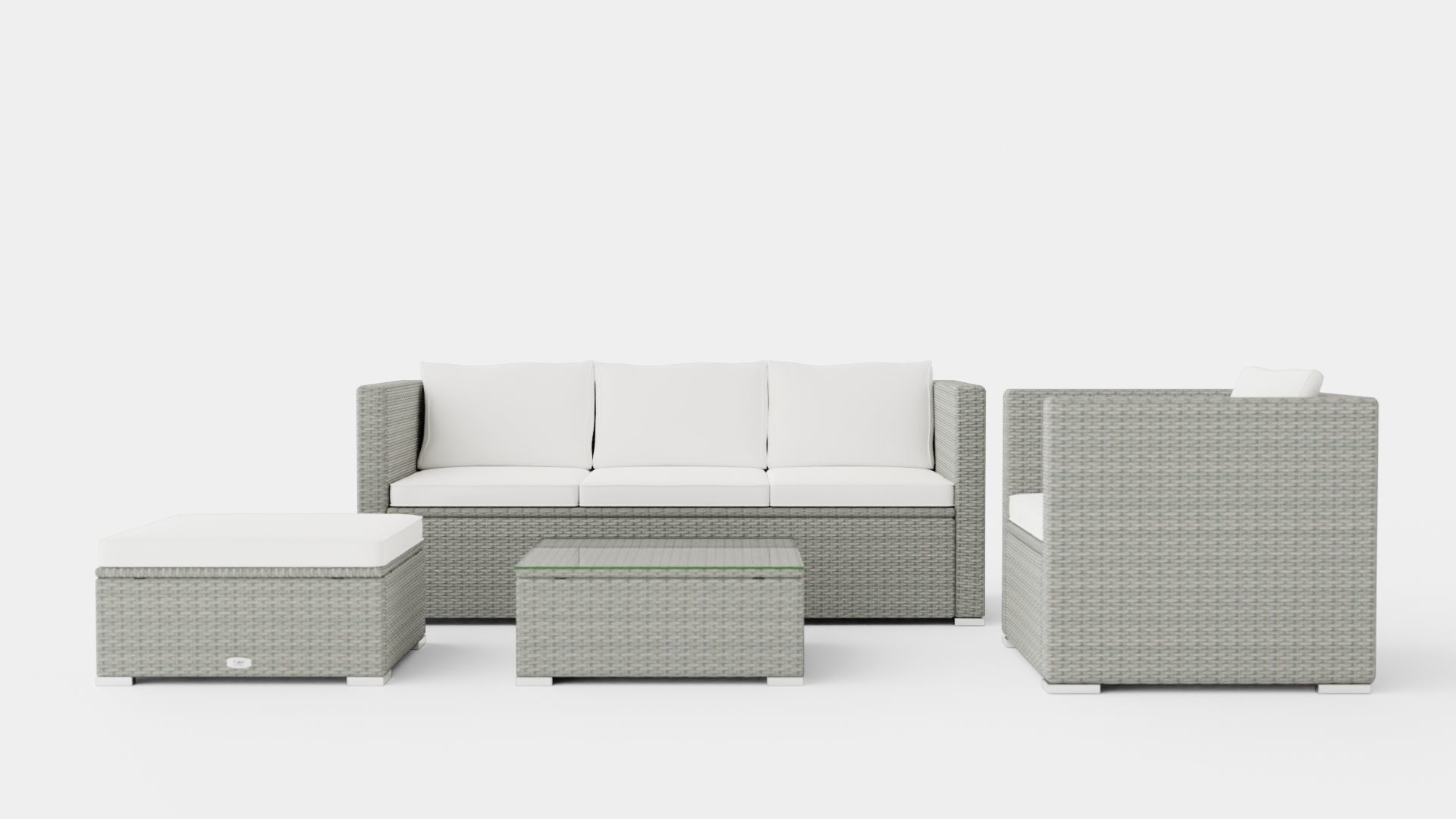 Sofa Set Low-poly 3D model_1