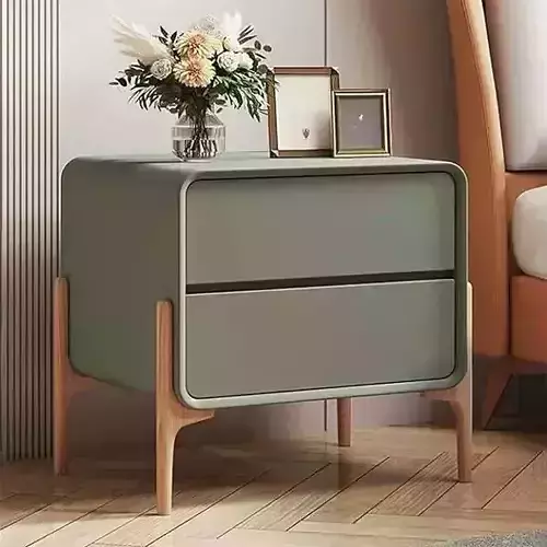 Bedside table Nordic and Japandi Wood Style 3D model