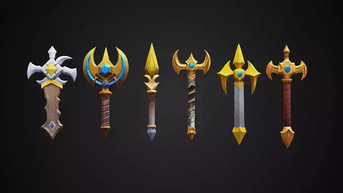 lowpoly Pack Stylized Medieval Weapons