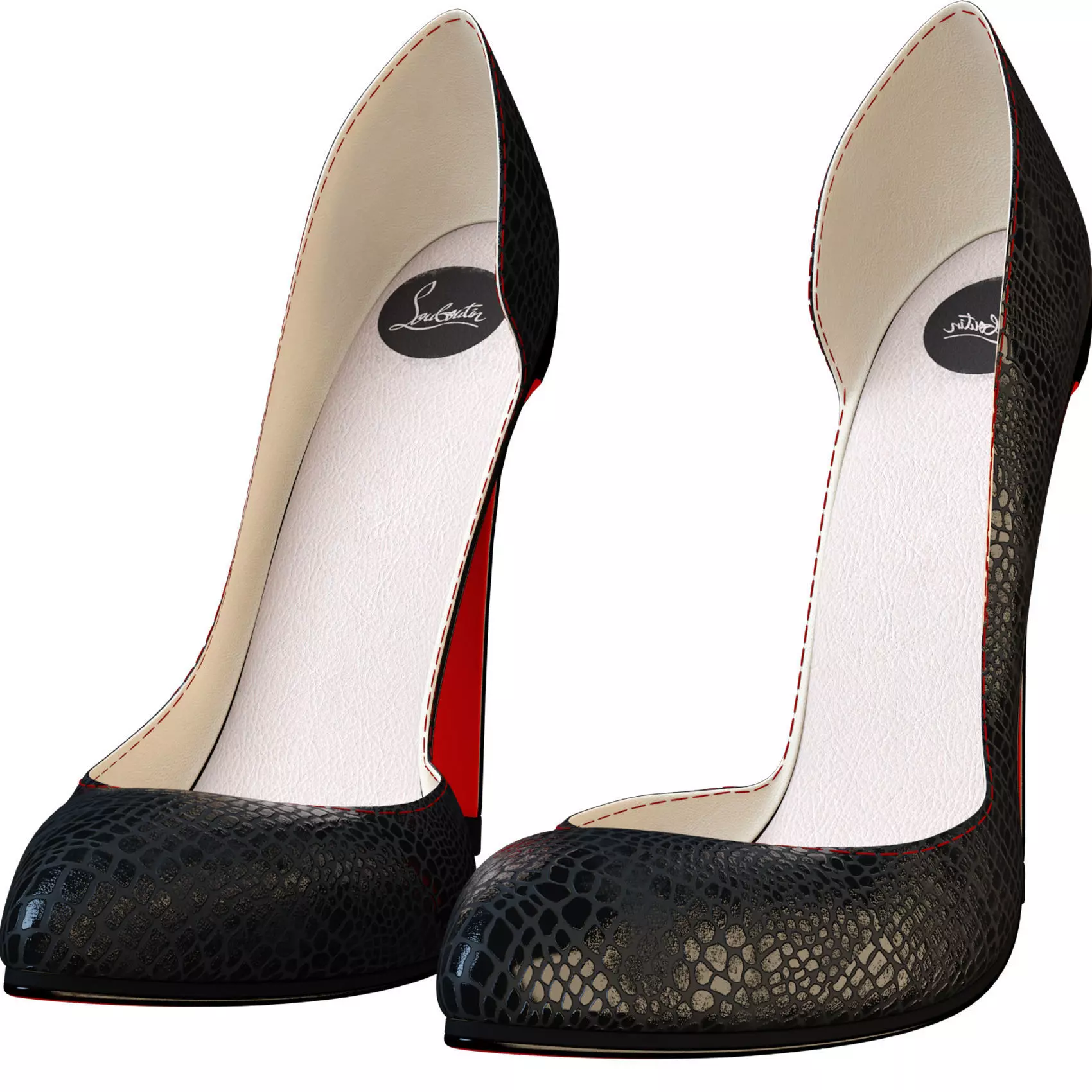 Black Crocodile Heels 3D model