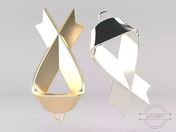 RIBBON Pendant  Stl Obj Stp Files for 3D Jewelry Print 3D print model