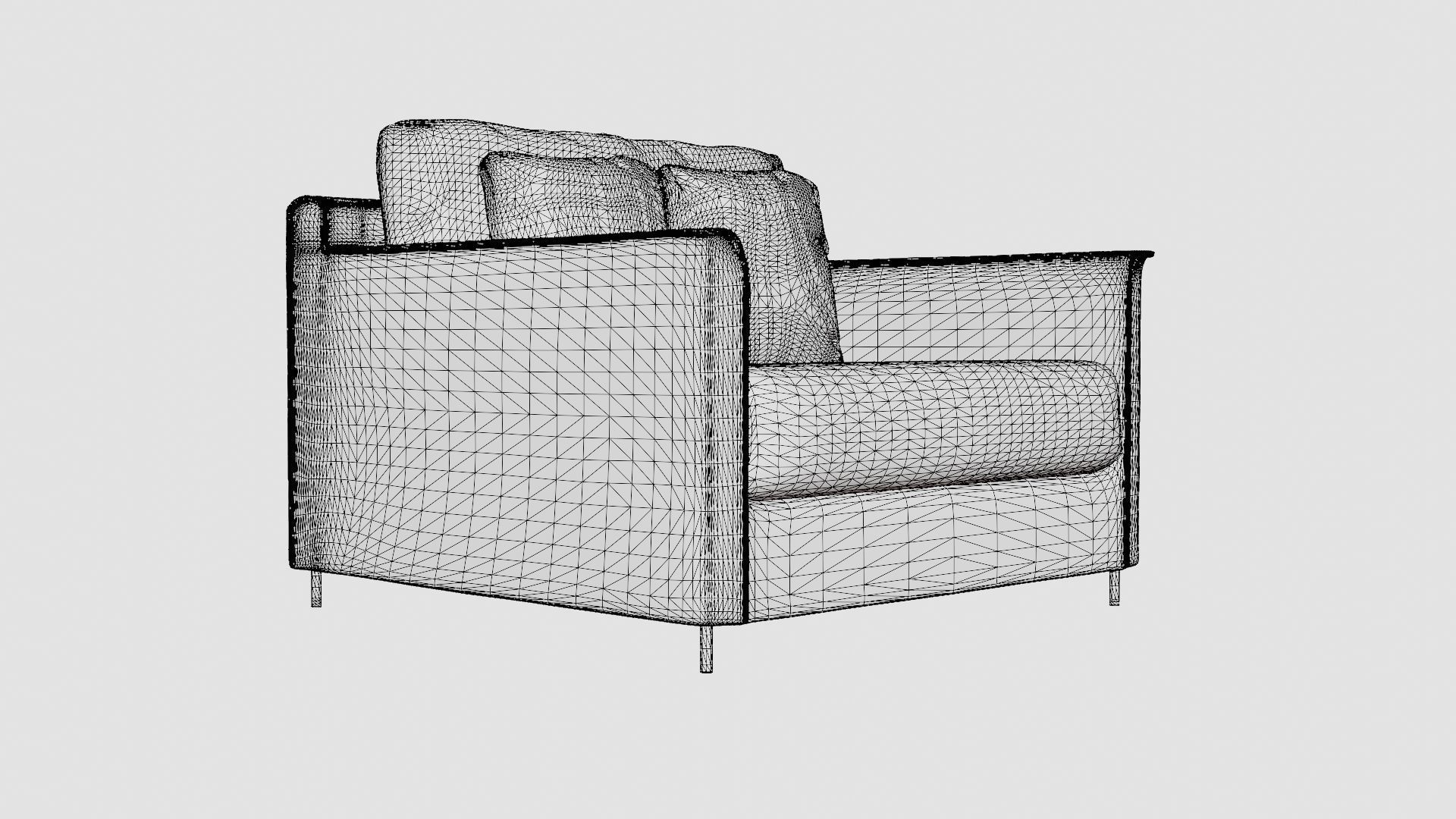 2 Seater Sofa Low-poly 3D model_7