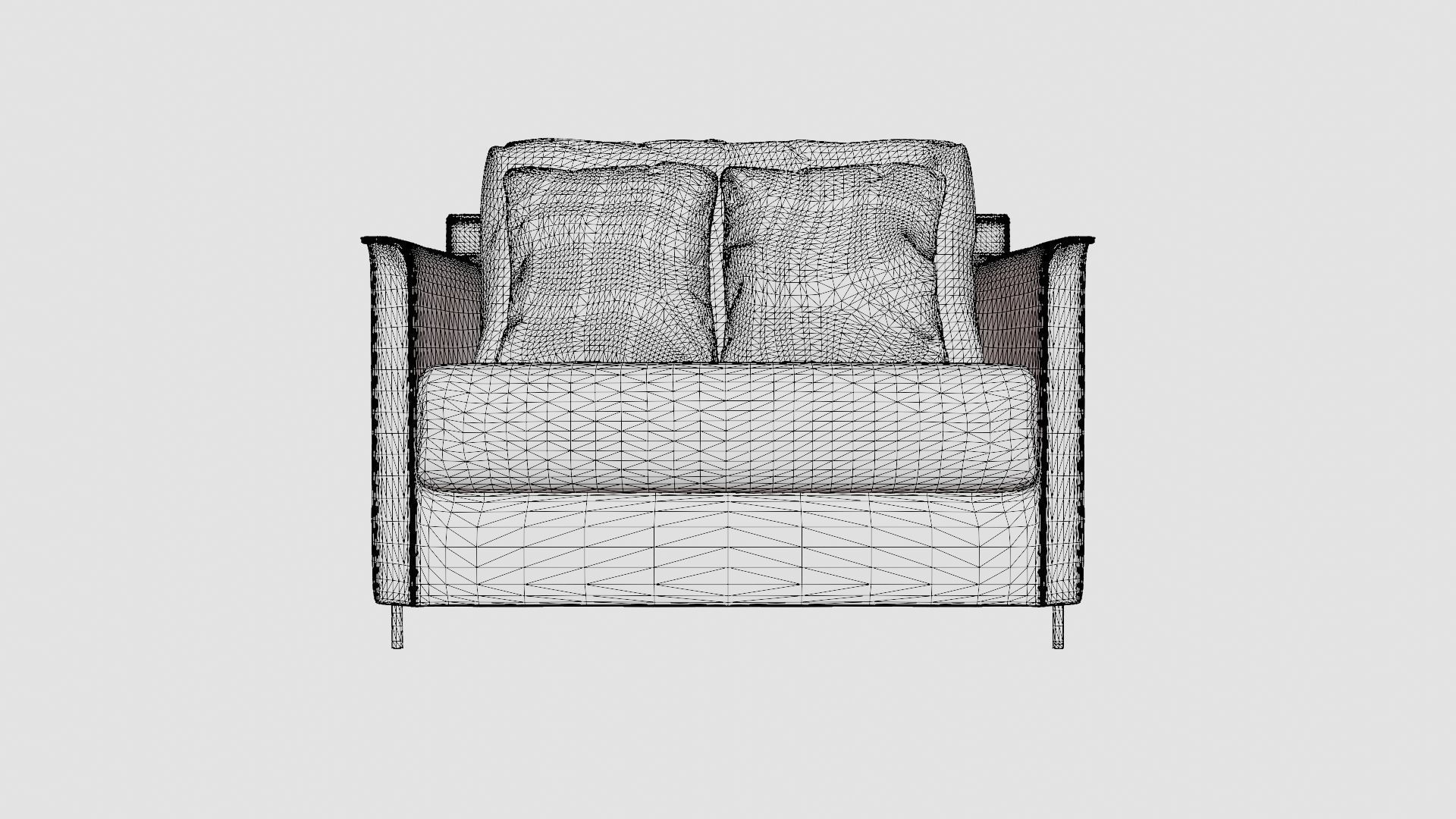 2 Seater Sofa Low-poly 3D model_6