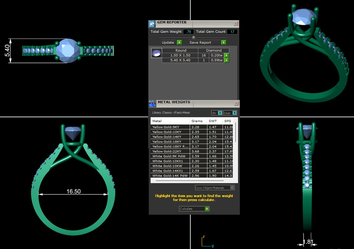 Women diamond ring 3d render 3D print model_7