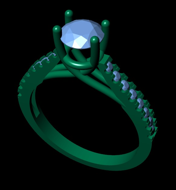 Women diamond ring 3d render 3D print model_8