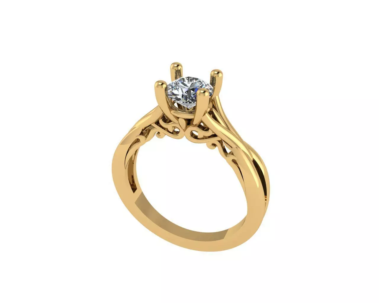 Women diamond ring 3d render 3D print model_0