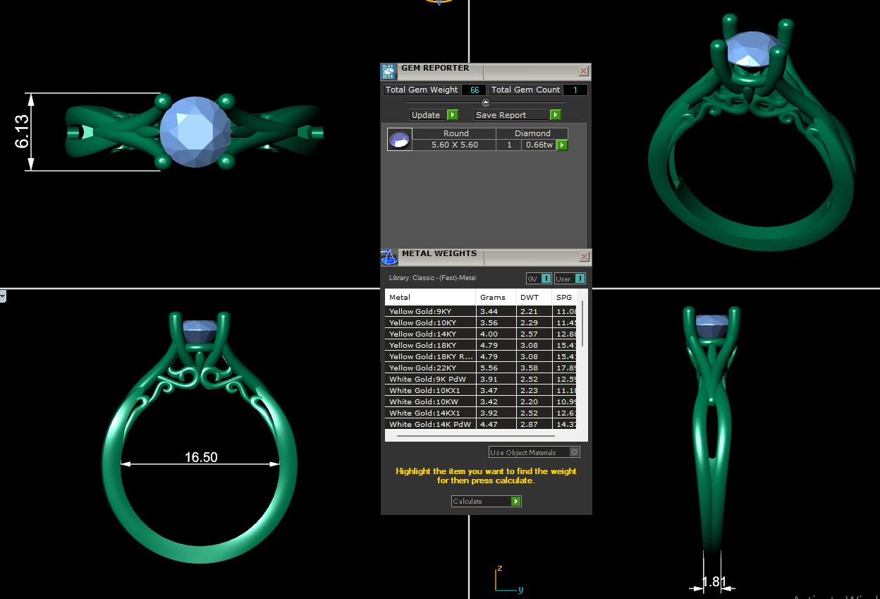 Women diamond ring 3d render 3D print model_7