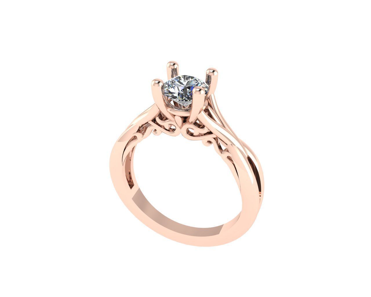 Women diamond ring 3d render 3D print model_1