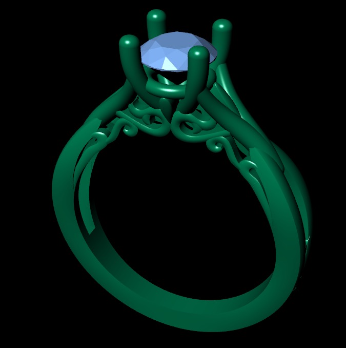 Women diamond ring 3d render 3D print model_8