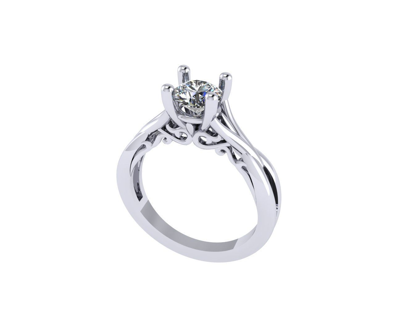 Women diamond ring 3d render 3D print model_2