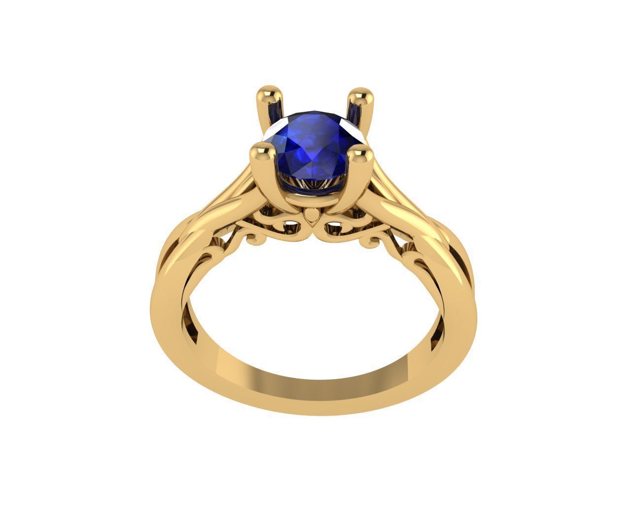 Women diamond ring 3d render 3D print model_6