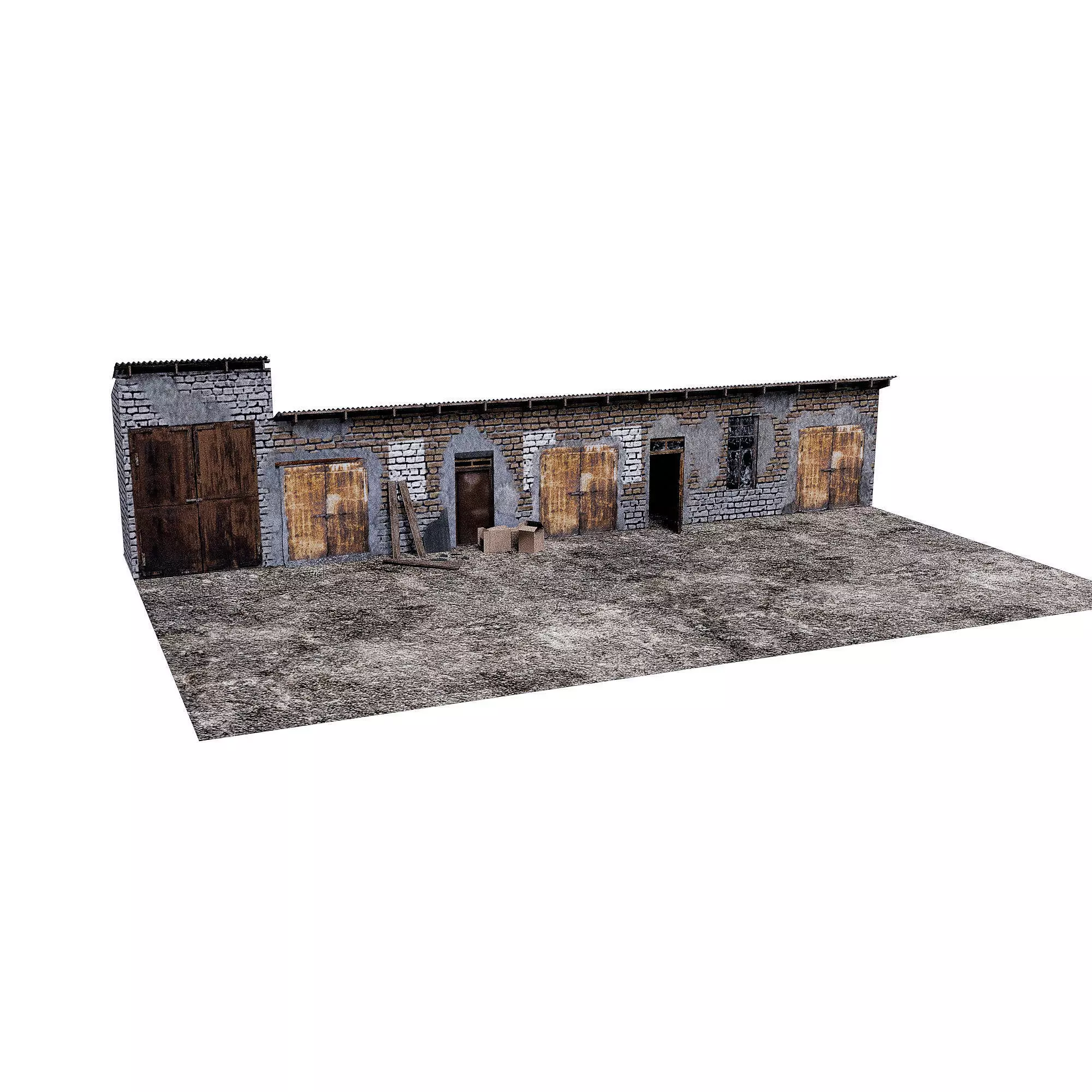 Garage old PBR texture Low-poly 3D model