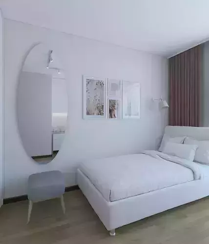 A cozy girls room with a bright bed