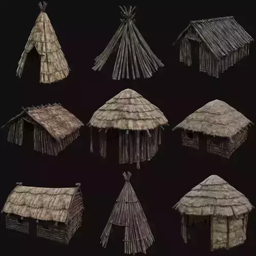 PRIMITIVE HUT SHELTER COTTAGE HOUSE NATIVE PRIMAL AAA COLLECTION Low-poly 3D model