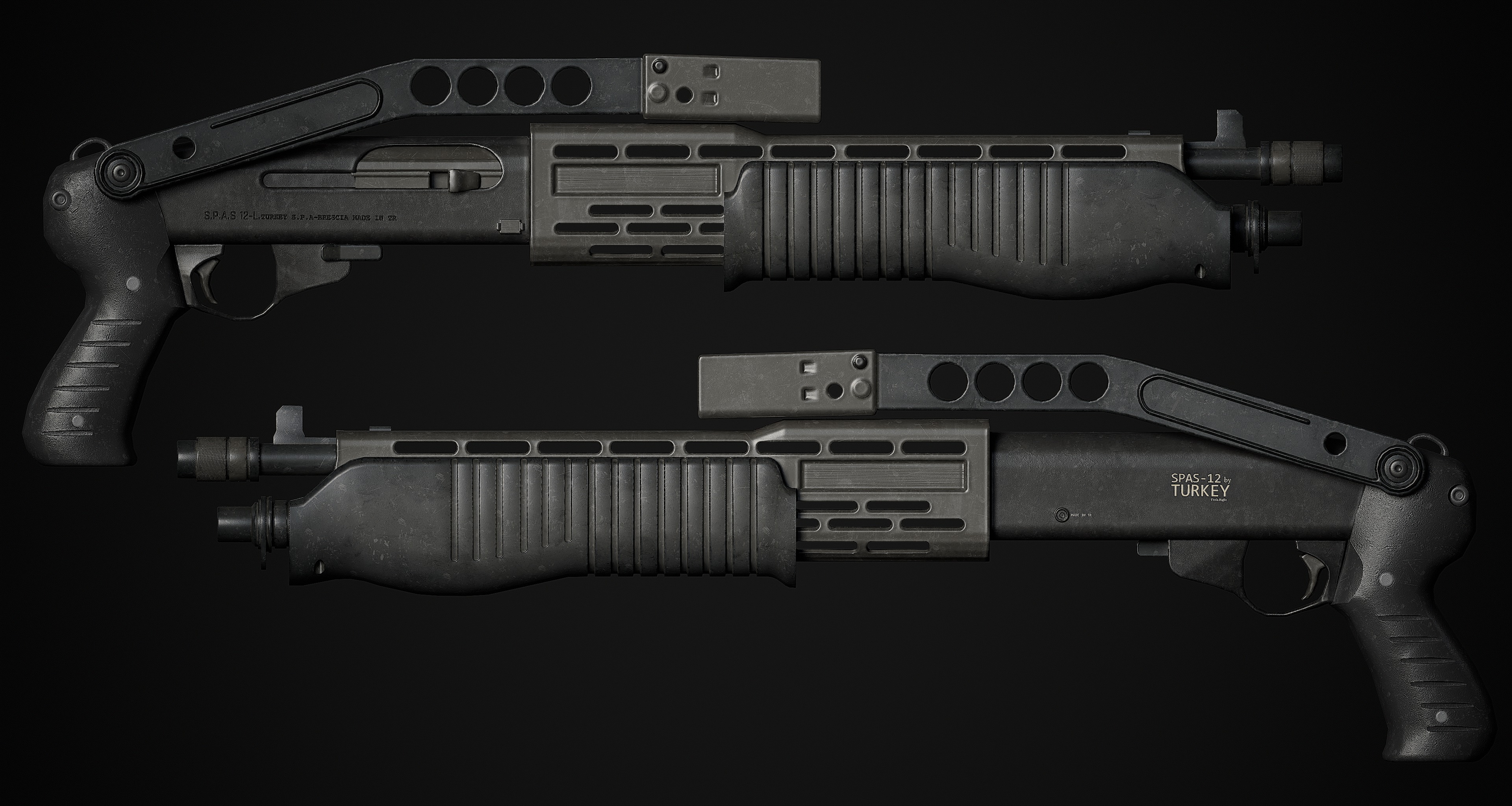 Spas-12 Shotgun 3D Model Low-poly 3D model_1