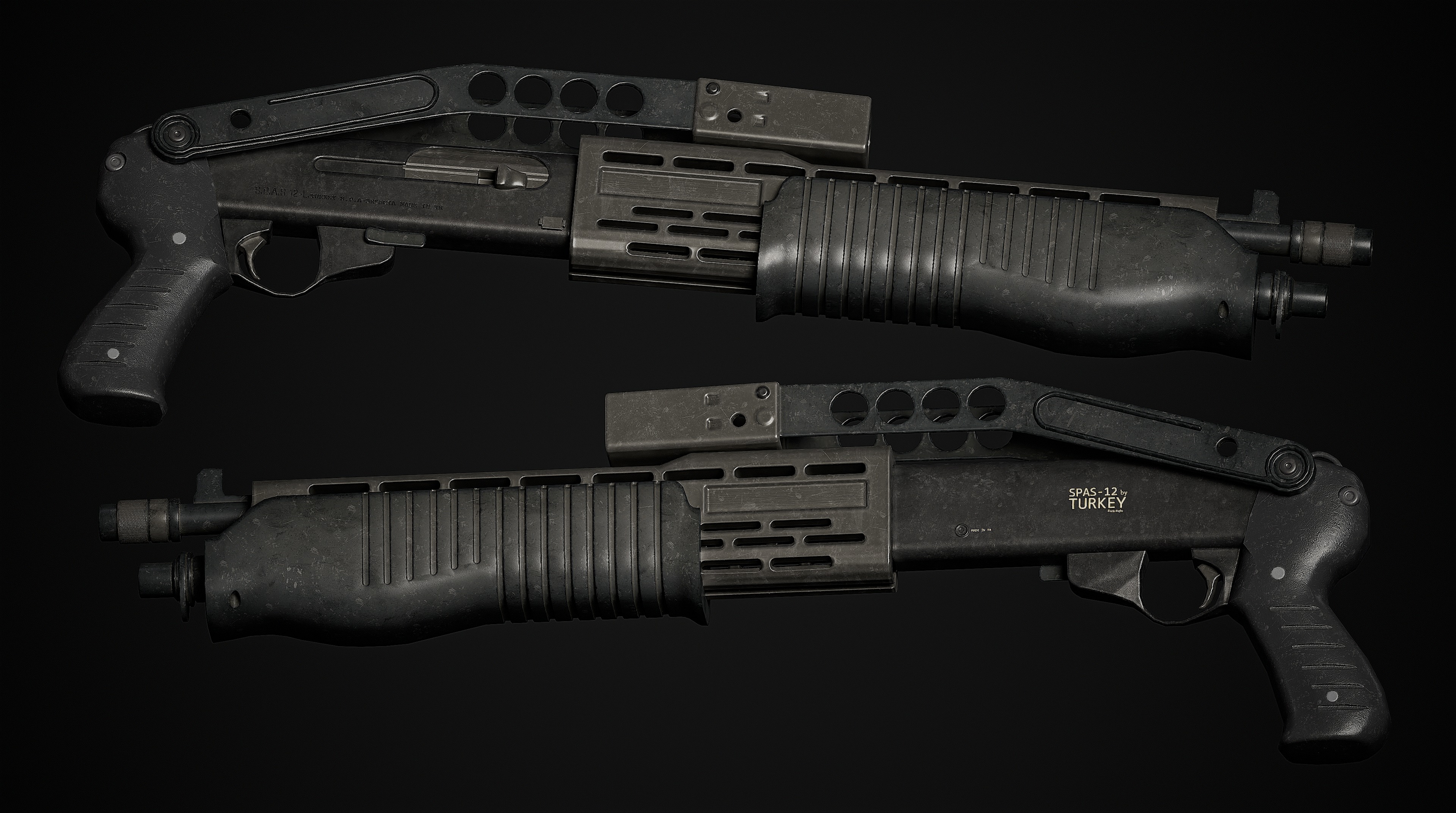 Spas-12 Shotgun 3D Model Low-poly 3D model_3
