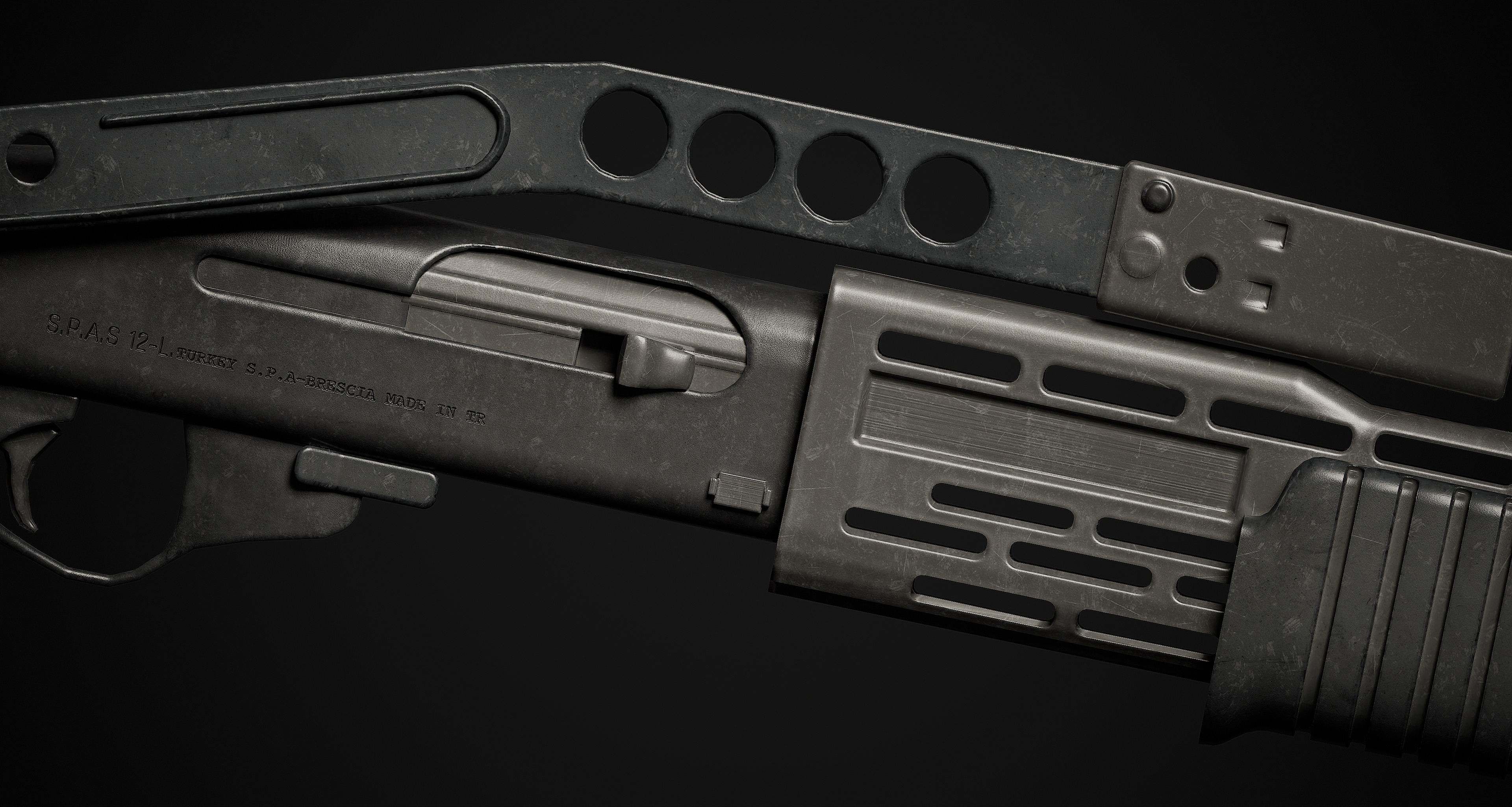 Spas-12 Shotgun 3D Model Low-poly 3D model_4