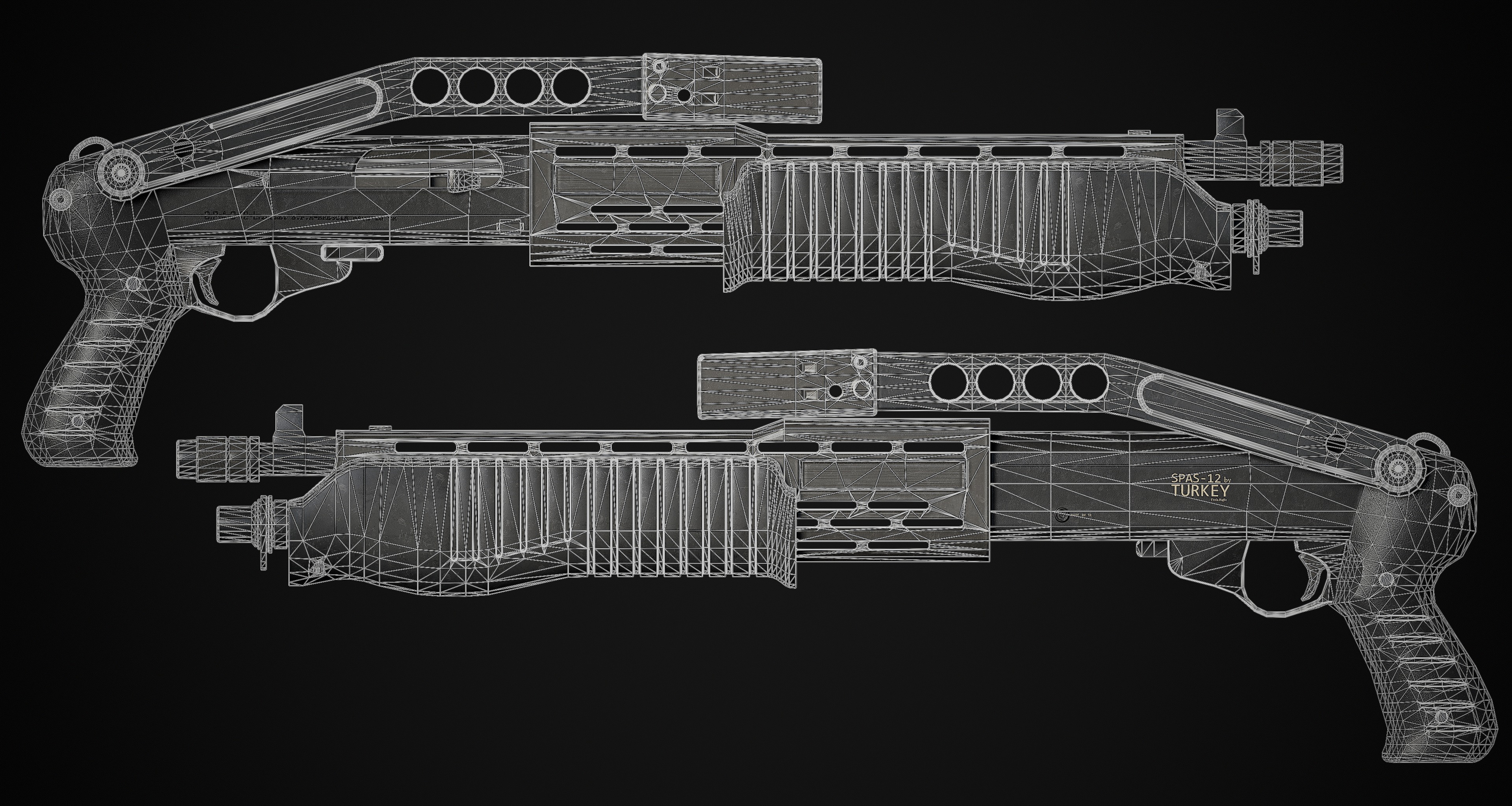 Spas-12 Shotgun 3D Model Low-poly 3D model_8