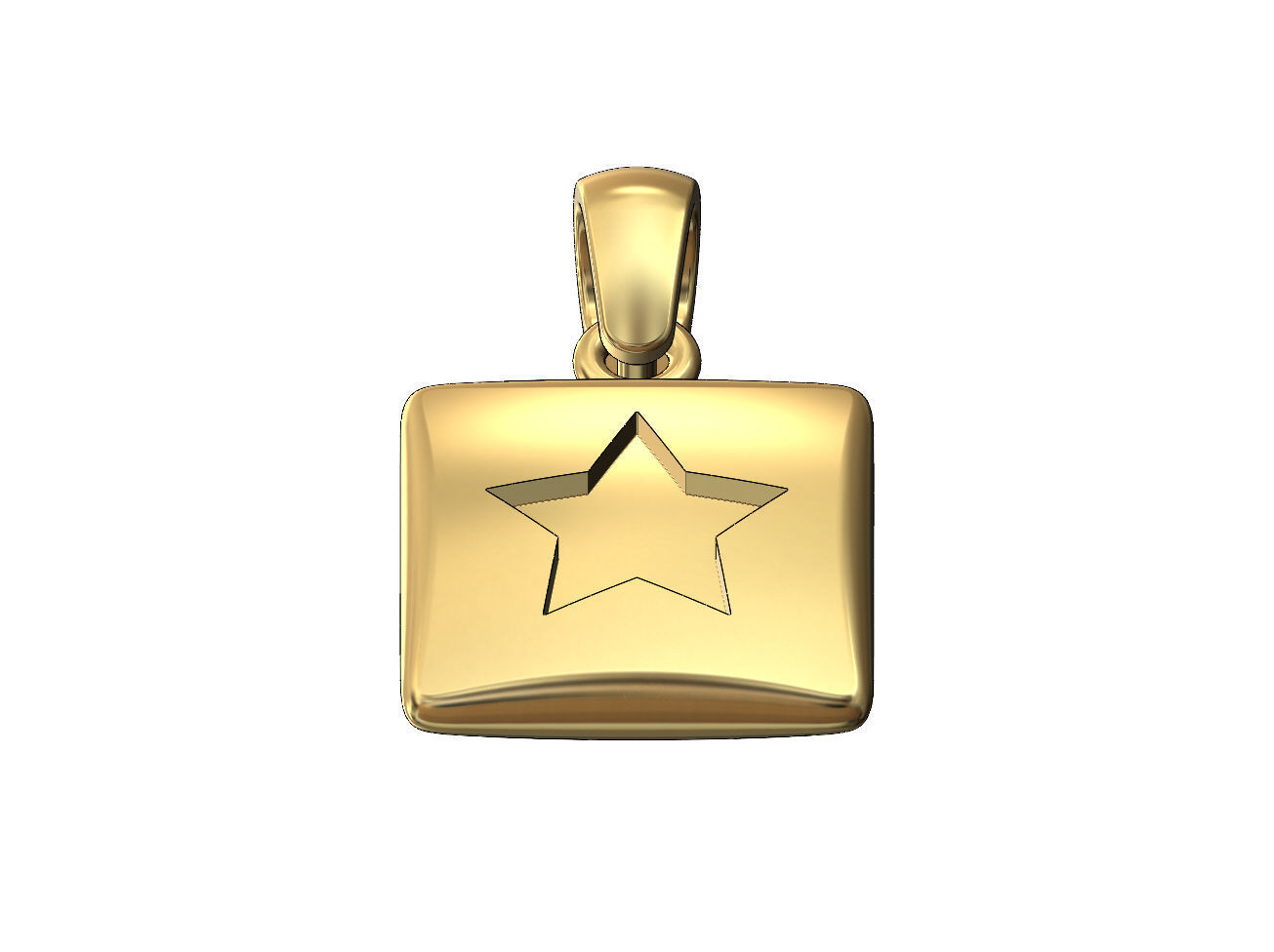 Star enamel engraving square cushion pendant charm with bail 3D print model_2