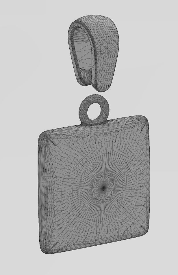 Star enamel engraving square cushion pendant charm with bail 3D print model_15