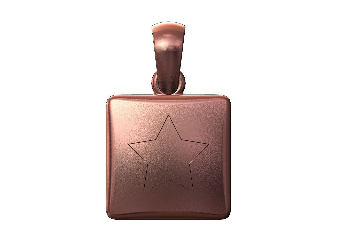 Star enamel engraving square cushion pendant charm with bail 3D print model_11