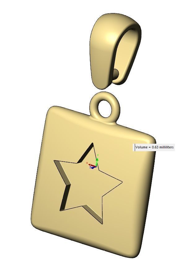 Star enamel engraving square cushion pendant charm with bail 3D print model_16