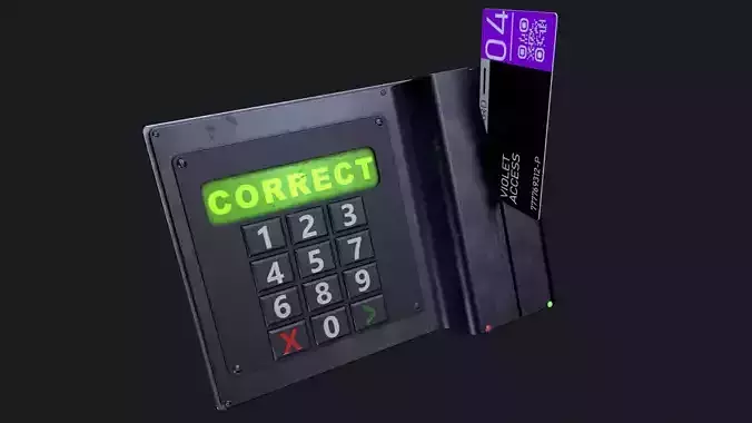 3D Keycard Reader and Keycards  Low-poly 3D model