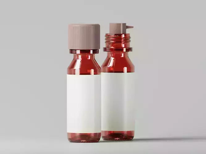 Brown Liquid Glass Medicine Bottle 3D Model Low-poly 3D model