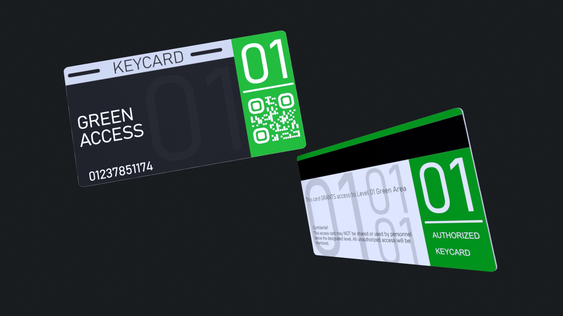 3D Keycard Pack 4 Variants Low-poly 3D model_1
