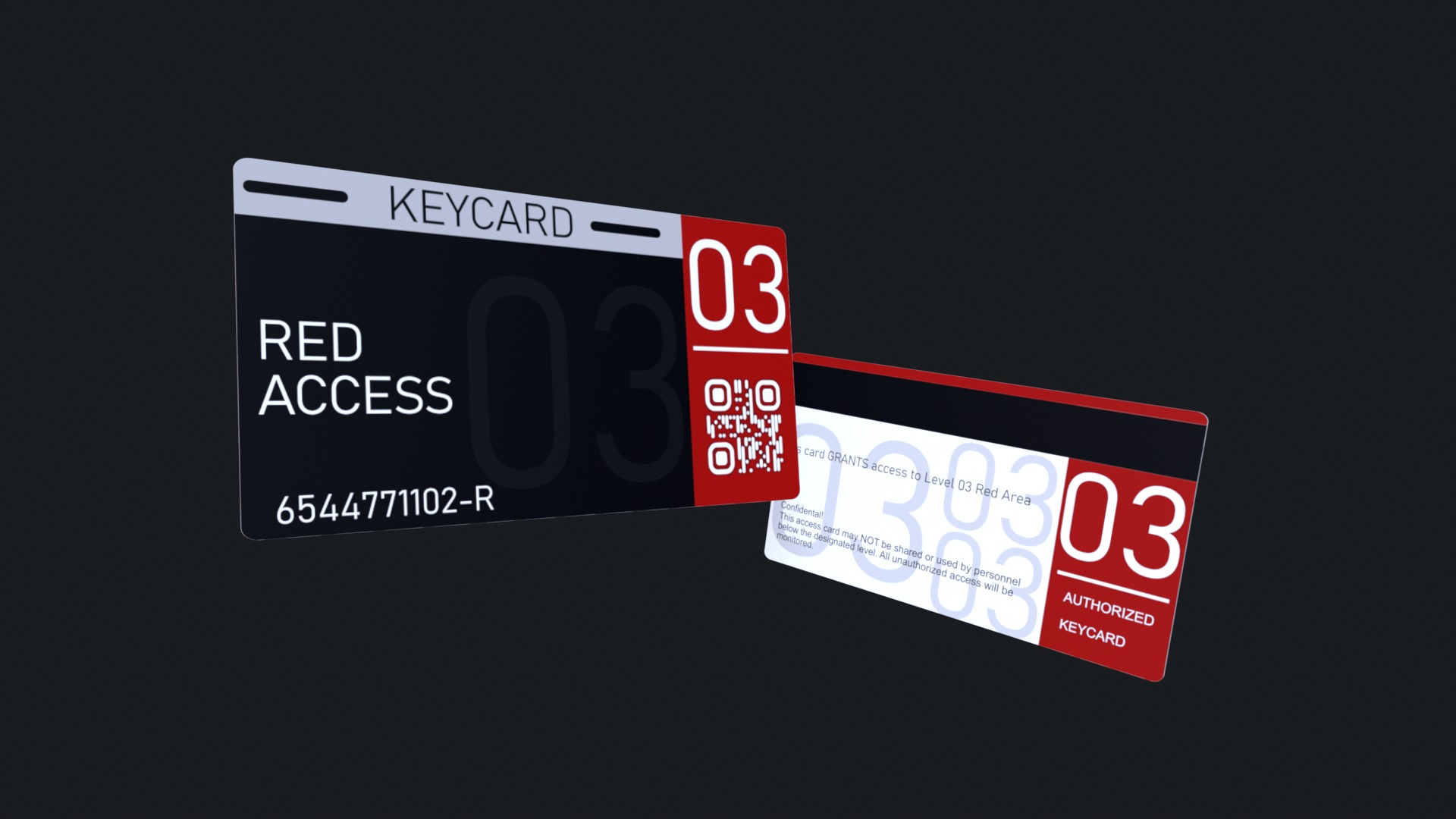 3D Keycard Pack 4 Variants Low-poly 3D model_3