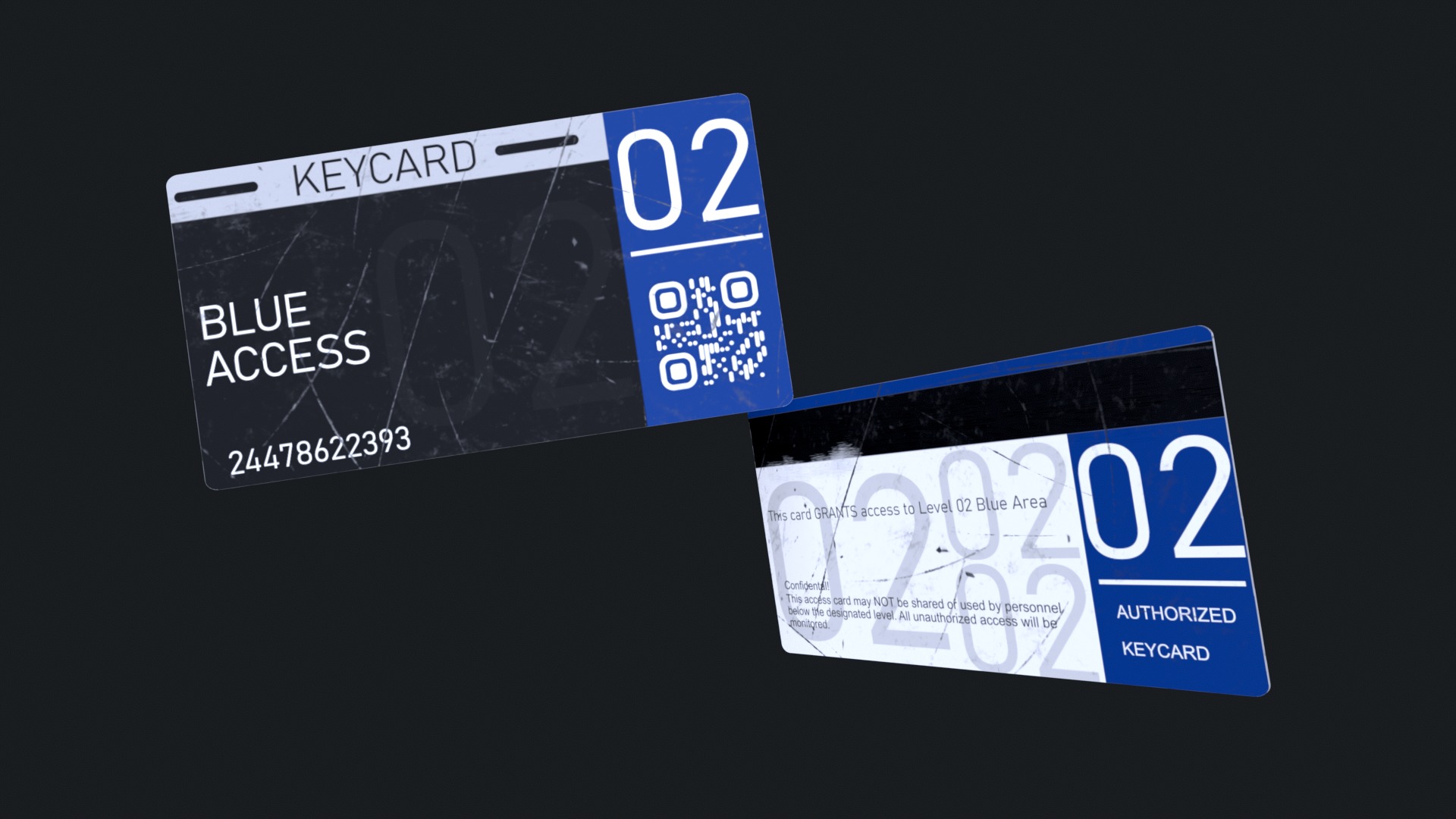 3D Keycard Pack 4 Variants Low-poly 3D model_6