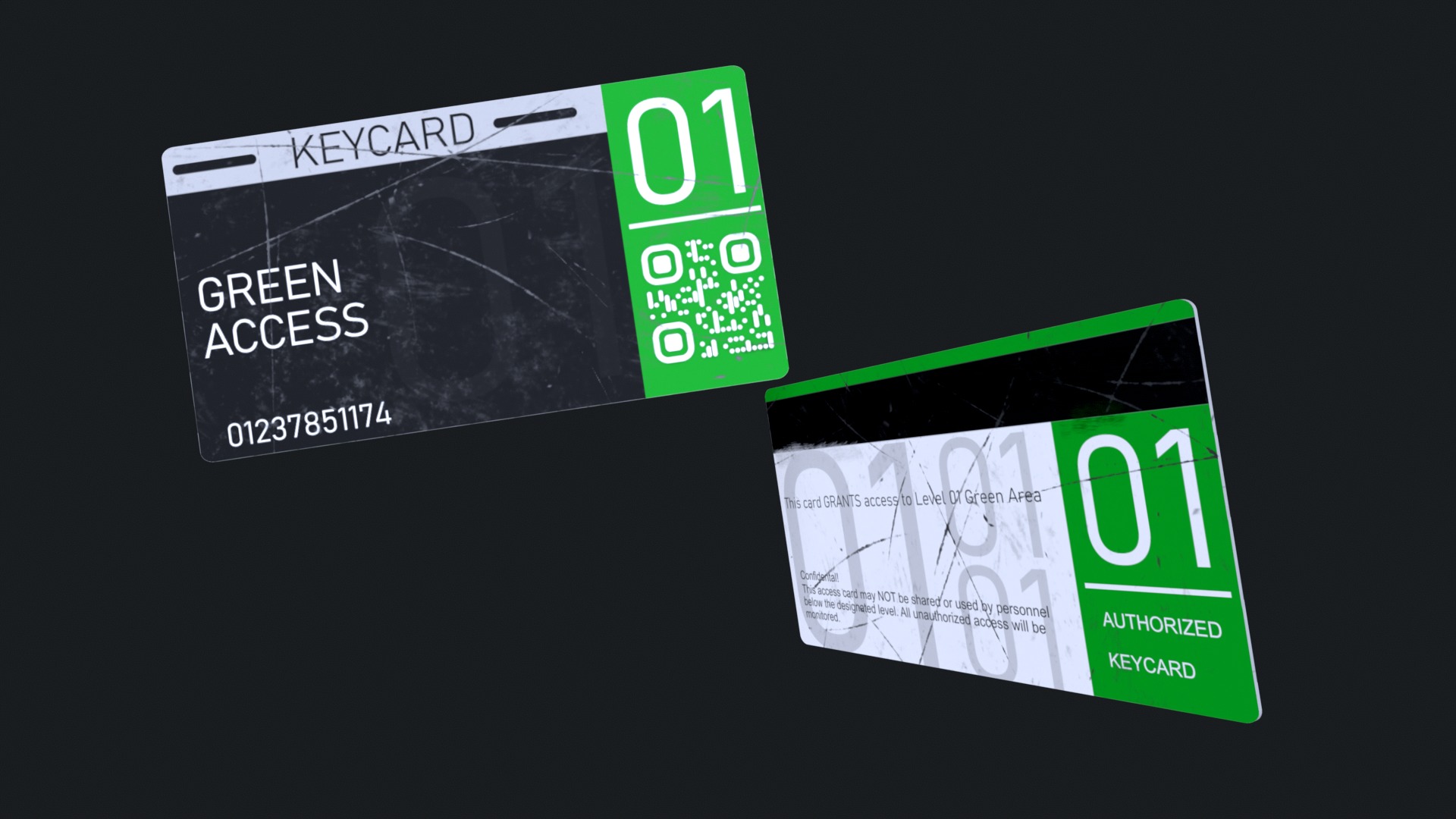 3D Keycard Pack 4 Variants Low-poly 3D model_5