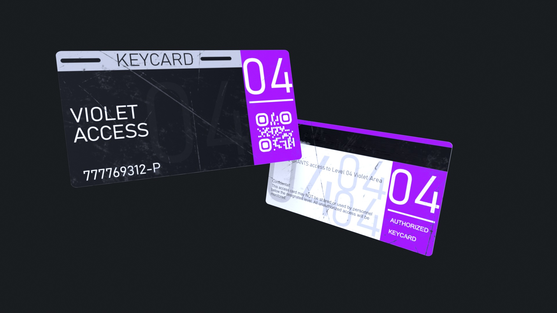 3D Keycard Pack 4 Variants Low-poly 3D model_8