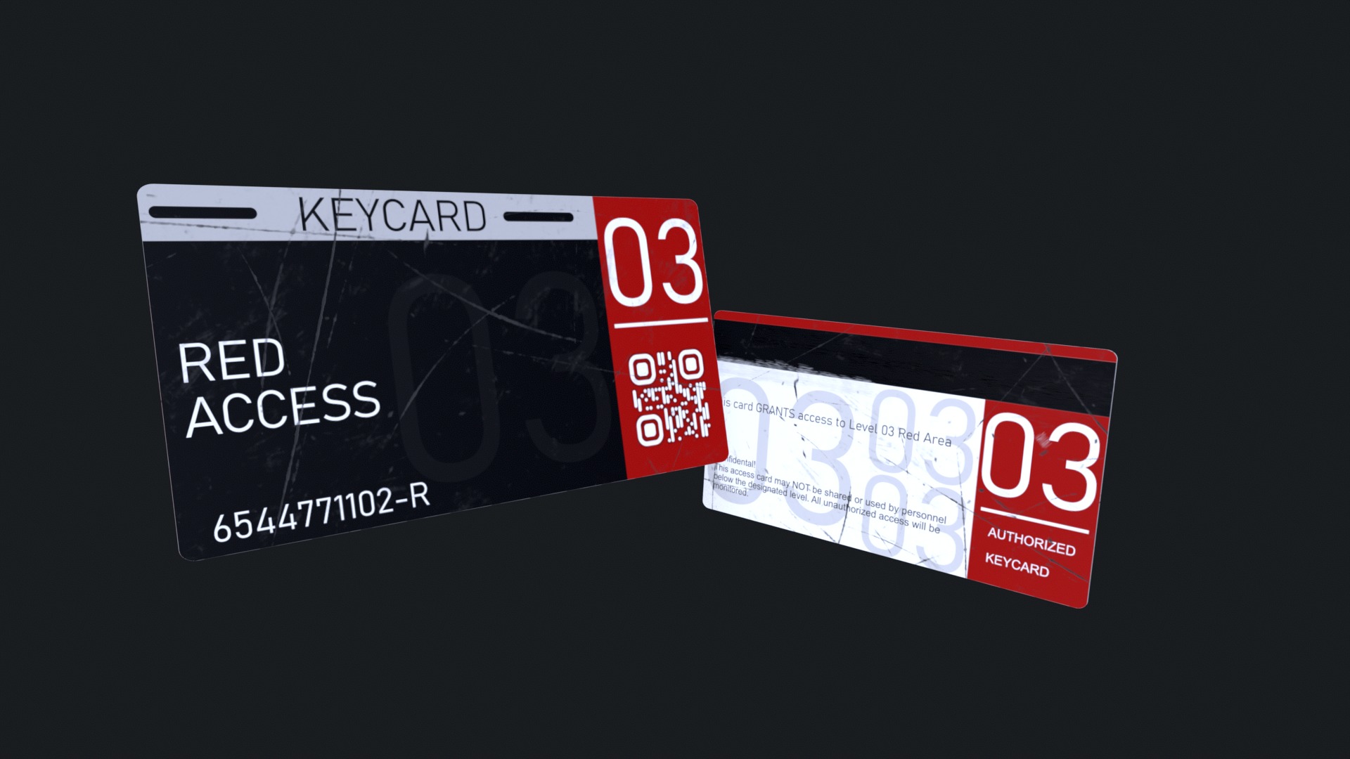 3D Keycard Pack 4 Variants Low-poly 3D model_7