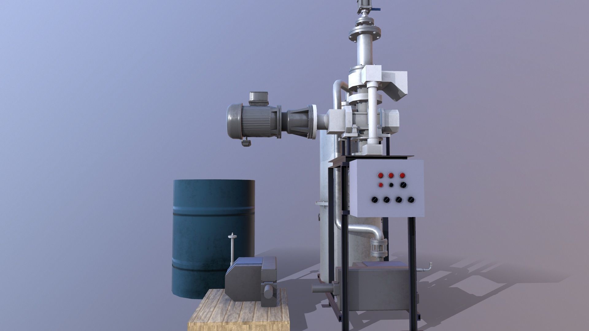 Pump and Tank Low-poly 3D model_1