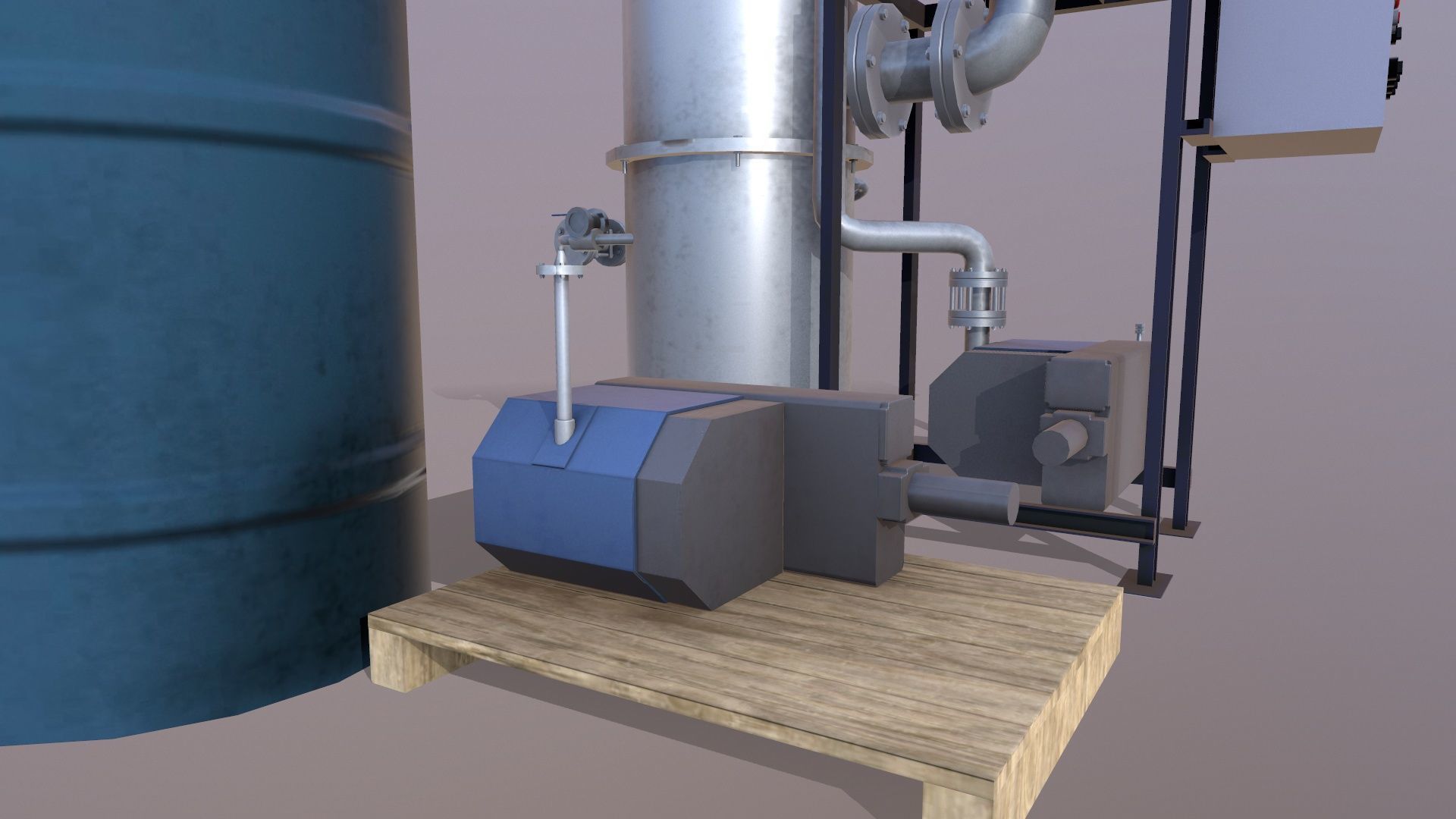 Pump and Tank Low-poly 3D model_9