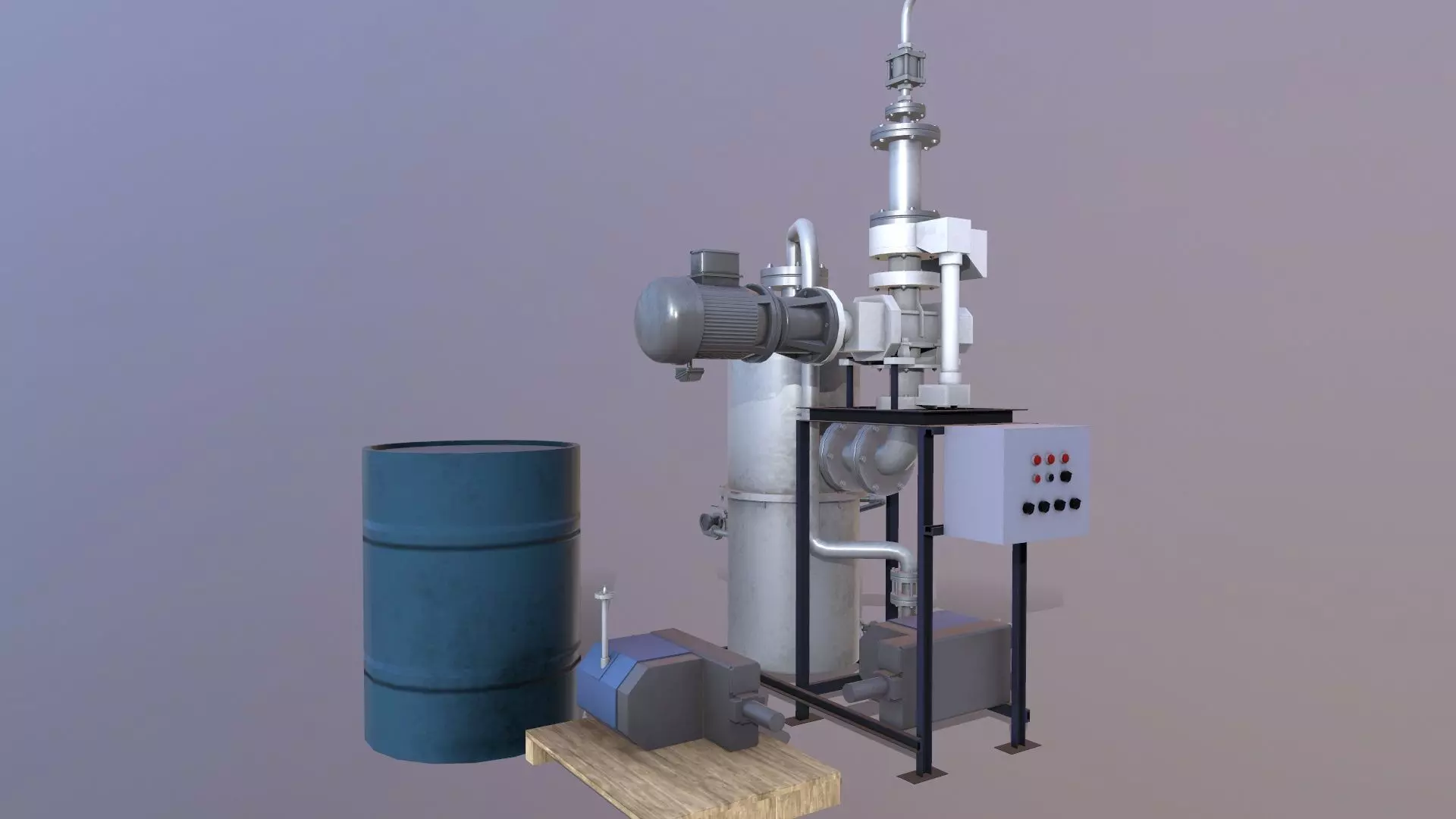 Pump and Tank Low-poly 3D model_0