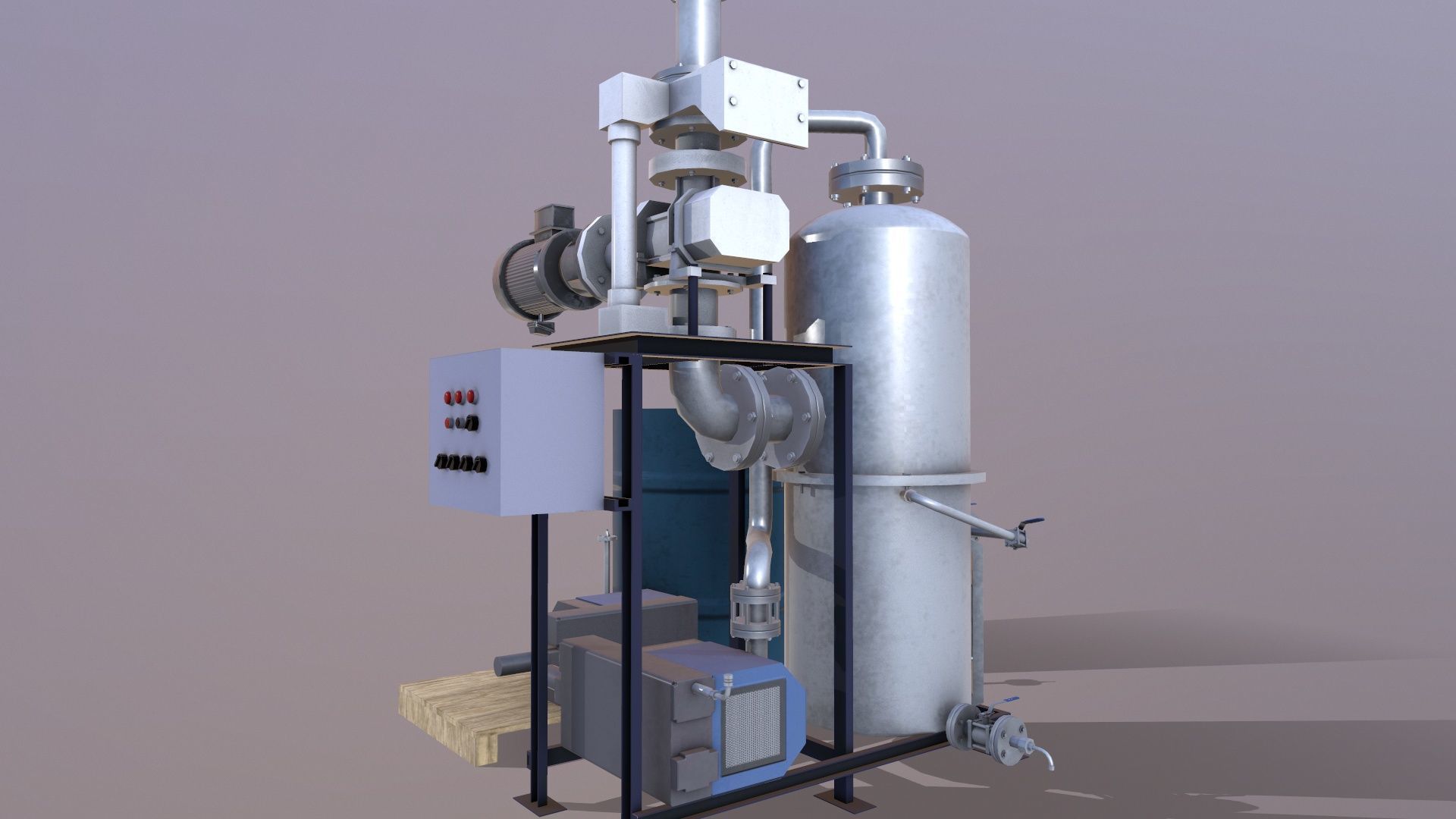 Pump and Tank Low-poly 3D model_3