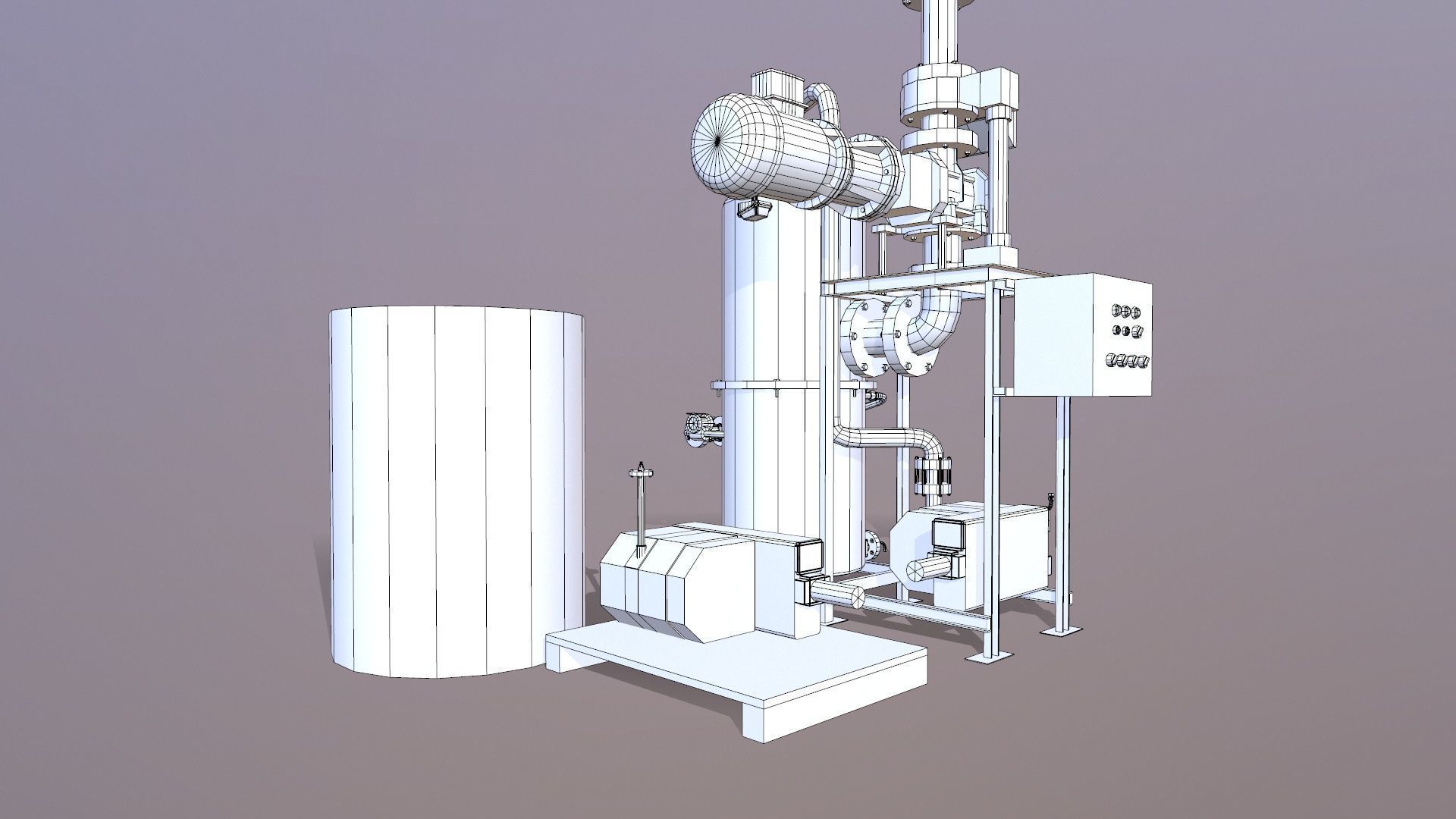 Pump and Tank Low-poly 3D model_16