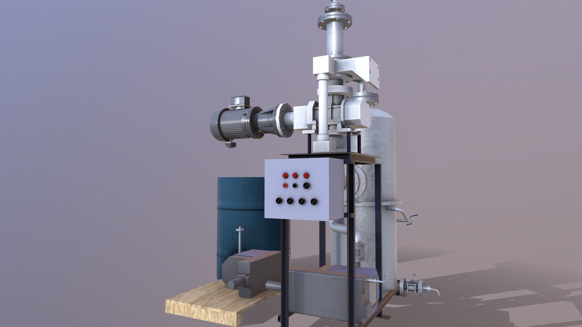 Pump and Tank Low-poly 3D model_2