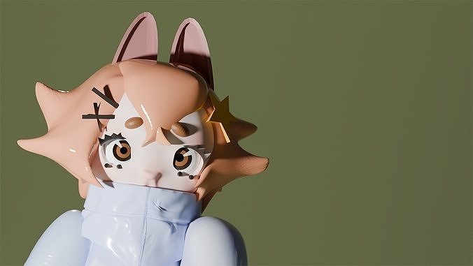 Shy Rabbit girl Character  3D model