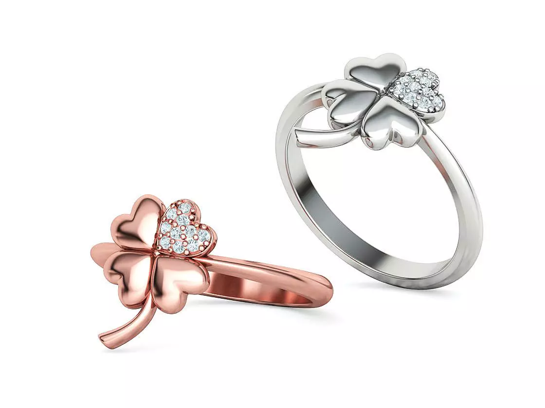Clover Symbol Ring Diamond Clover Heart Leaves 3dmodel 3D print model