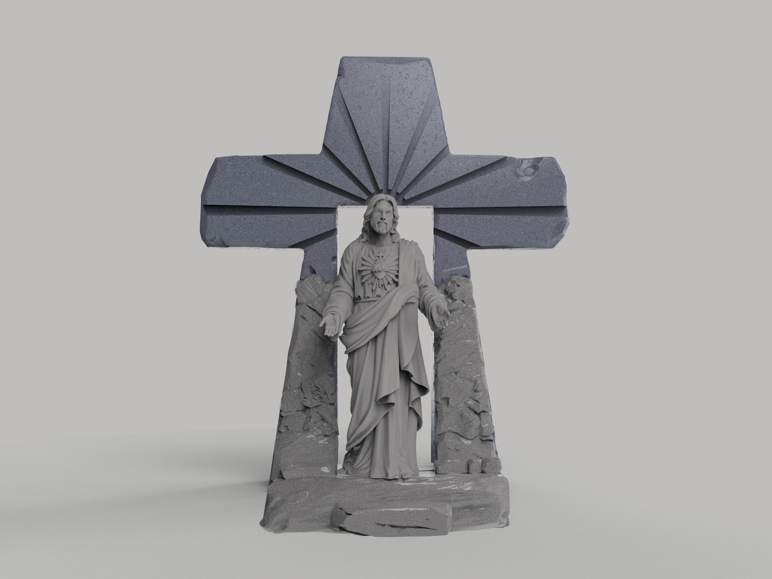 Statue of Jesus Resurrection of the Cross 3D print model_2