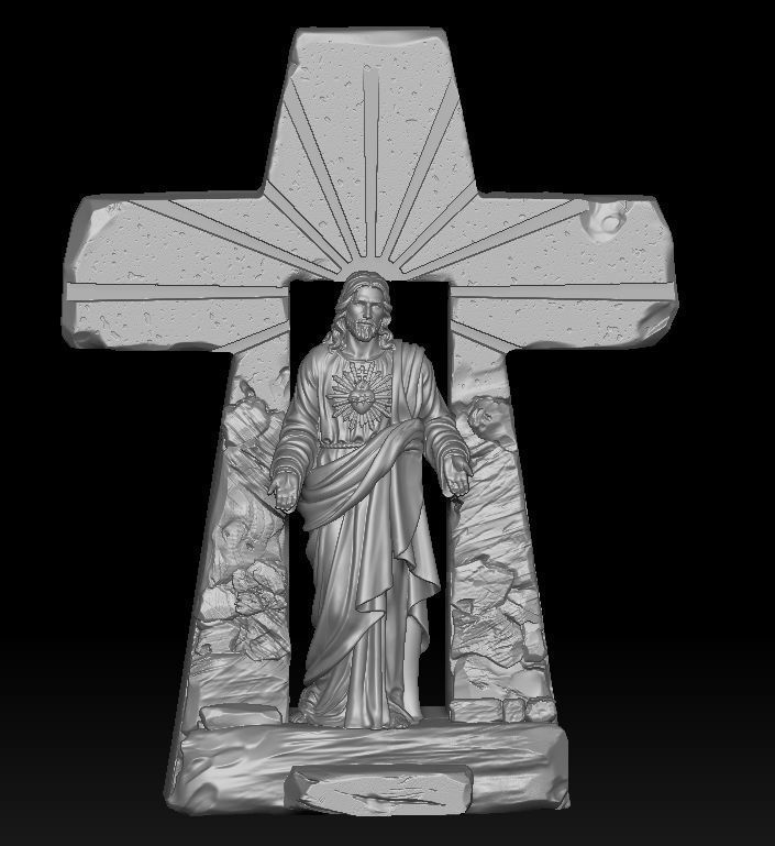 Statue of Jesus Resurrection of the Cross 3D print model_13
